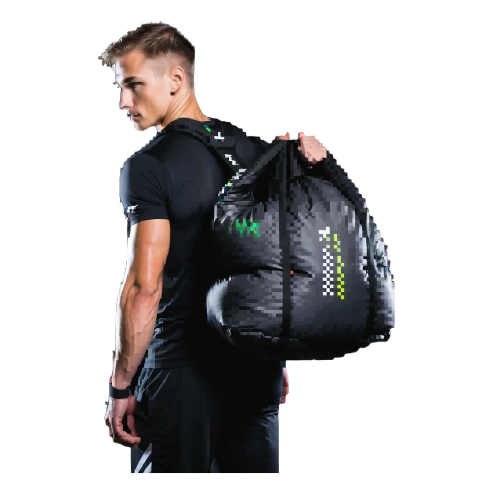 athlete carrying a Hyrox sandbag on shoulder sticker