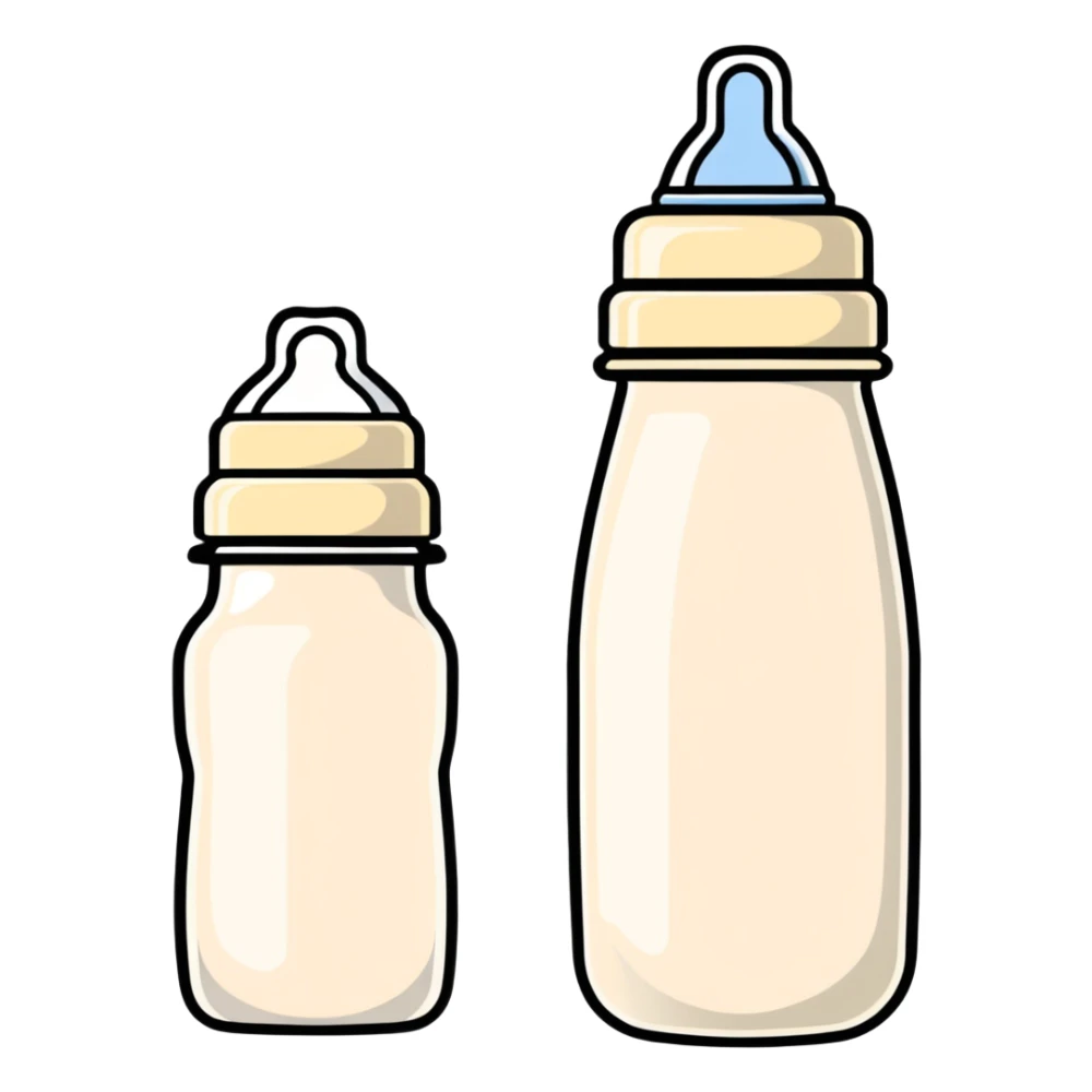 baby bottle set with milk formula and nipples sticker
