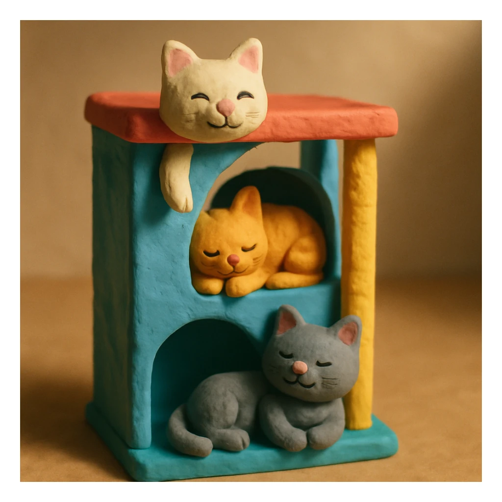 cats relaxing in a vertical playhouse sticker