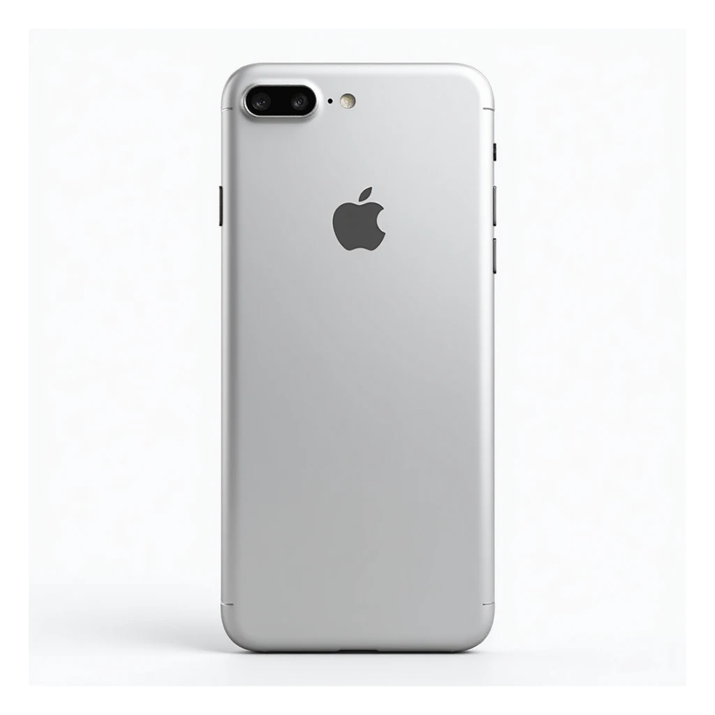 Realistic smartphone, back view, silver color, high detail, photorealistic style sticker