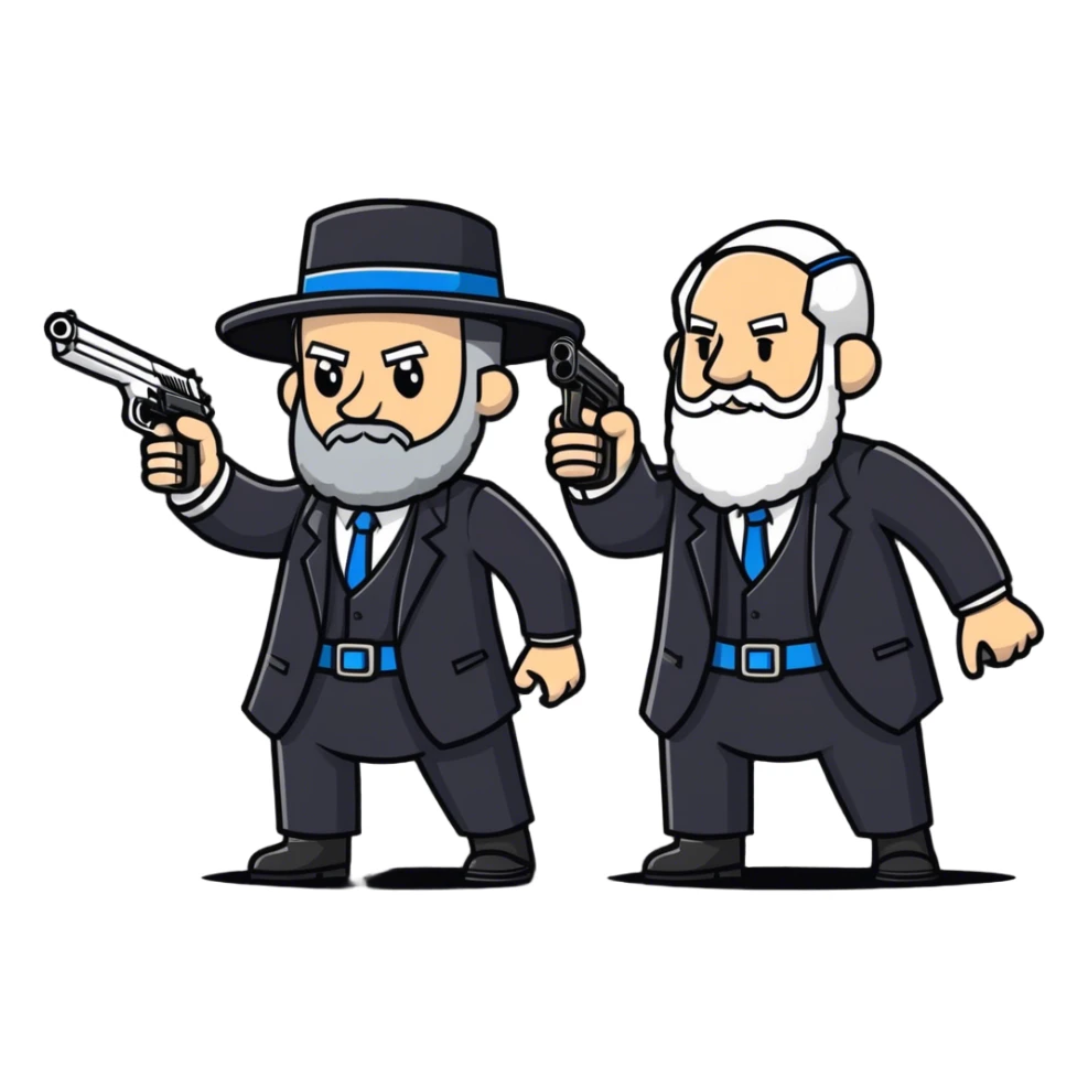 US president shooting guns with Israeli rabbi sticker