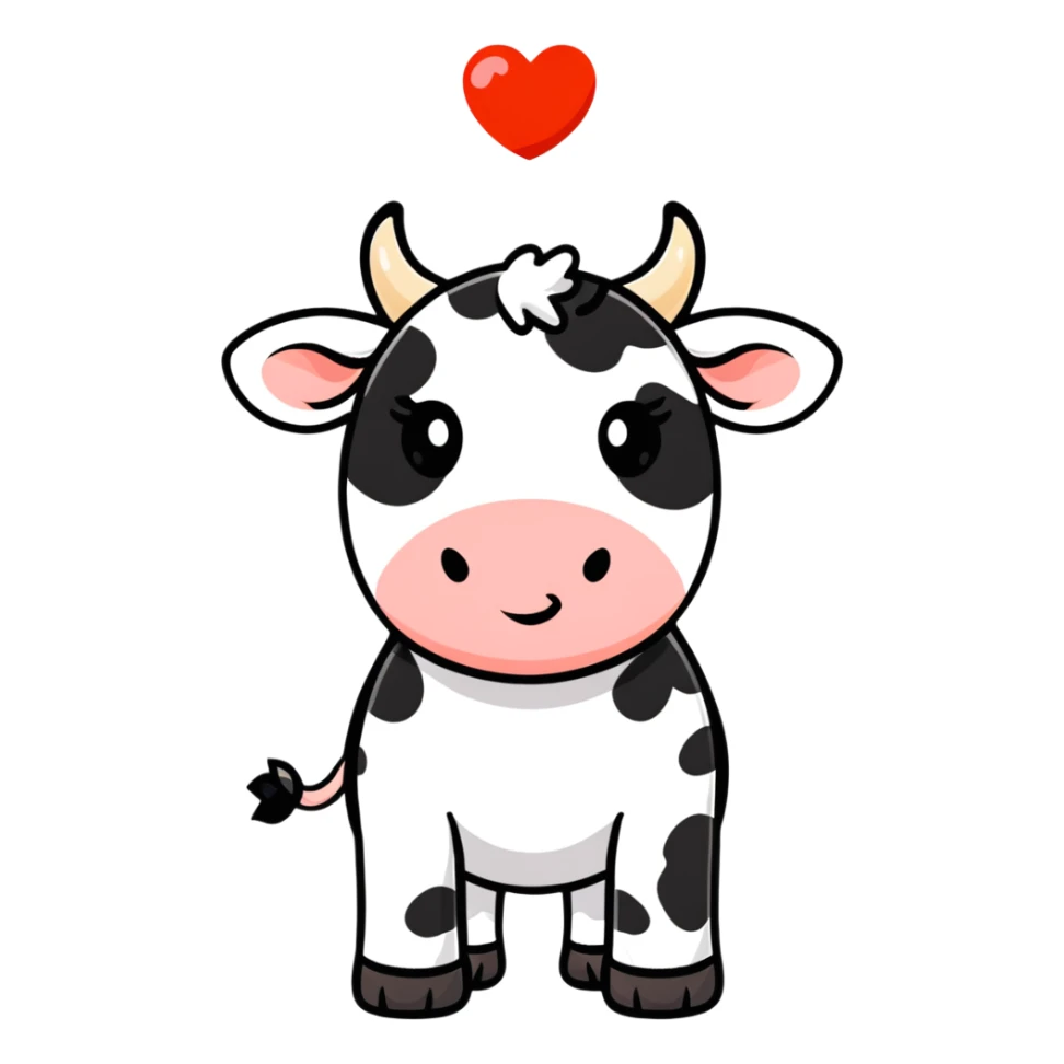 Heart with cow spots and little cow horns sticker