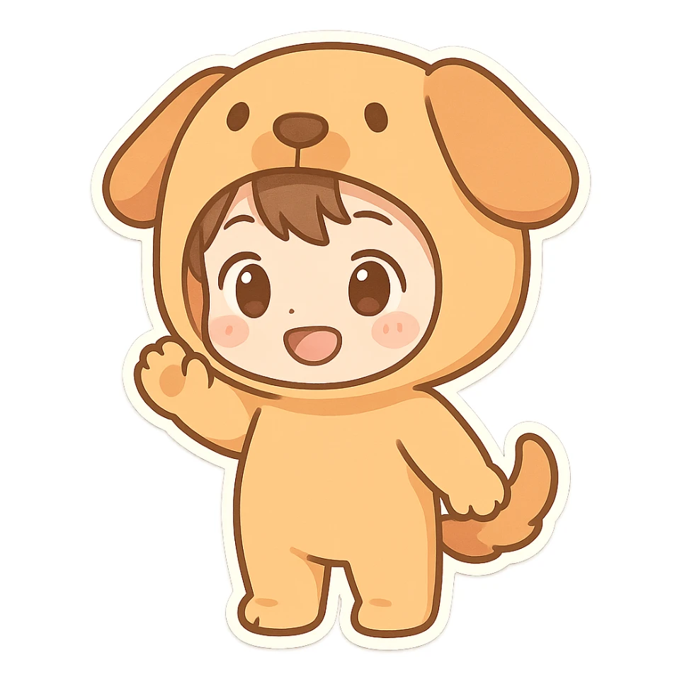 personaje disfrazado de mascota, chibi stickers style sticker