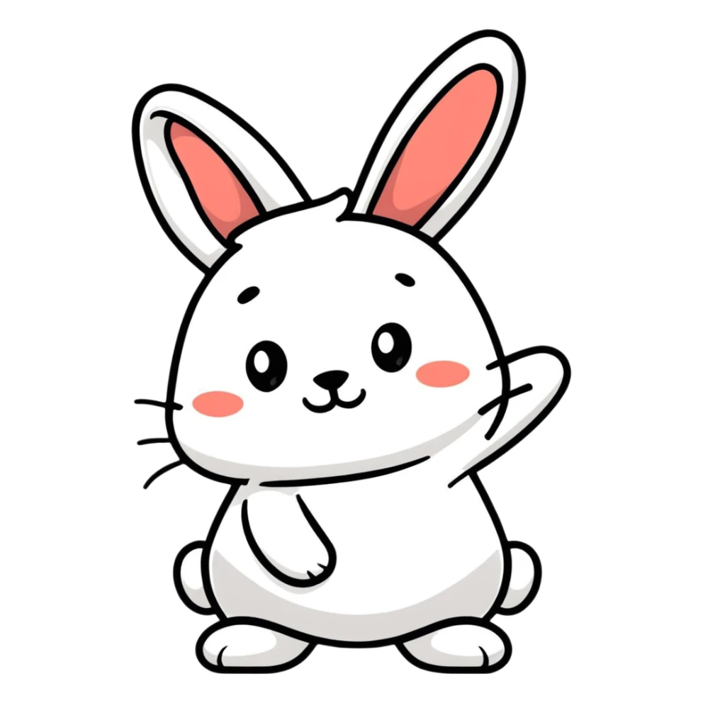 A cute cartoon rabbit with a loving expression, with text saying "buenas noches, hijito mío!" sticker