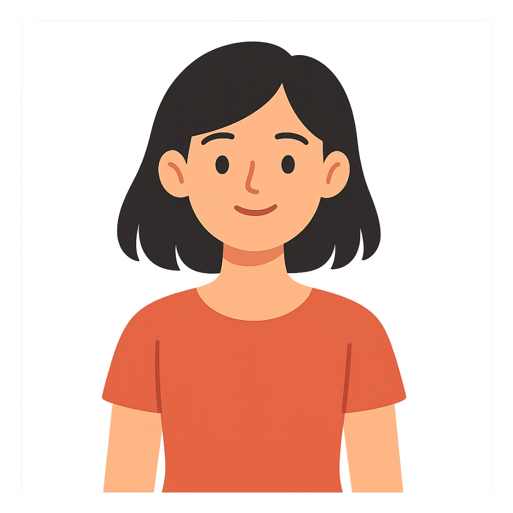 flat toon style chica con pelo negro corto por los hombros sticker