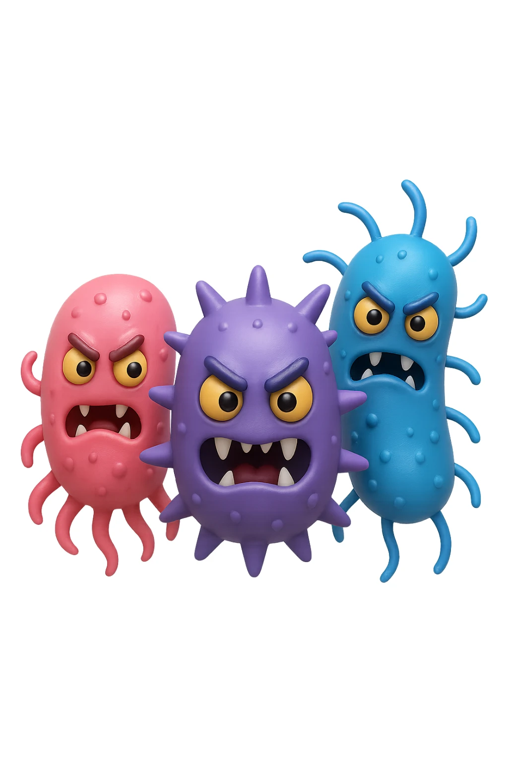 emoji 3d stile iphone di tre batteri intestinali cattivi 3d sticker