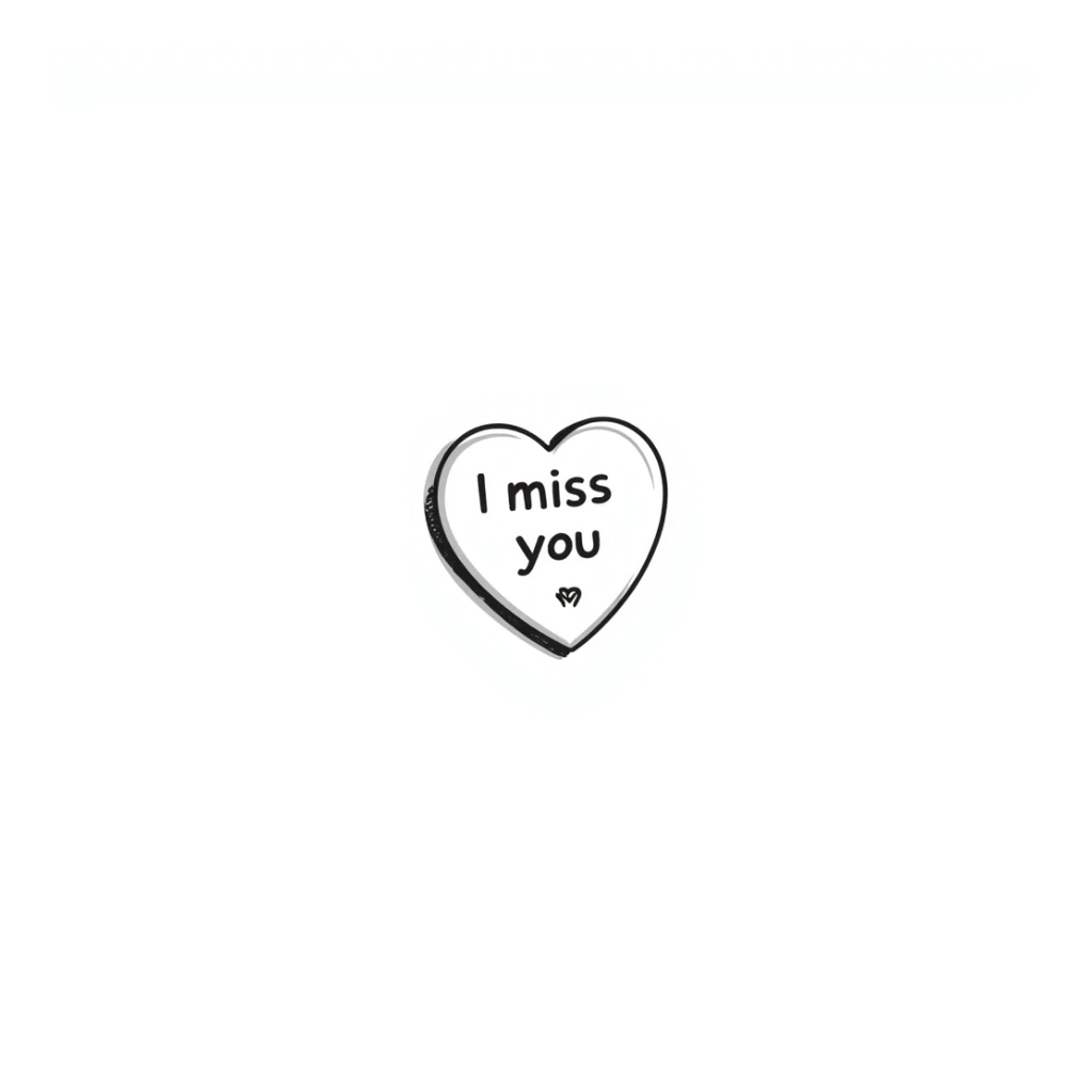 Sticky note that says "I miss you" with a heart sticker