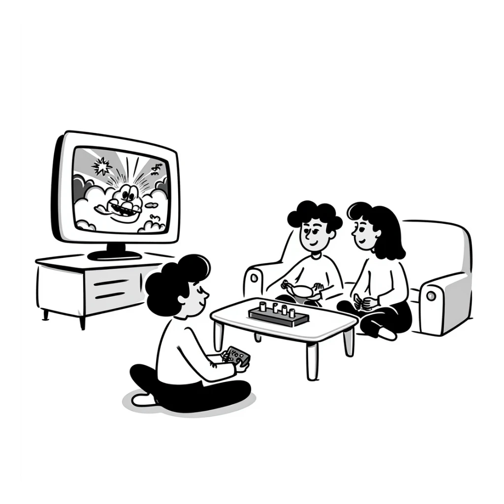 A person plays with the GameCube on tv with friends sticker