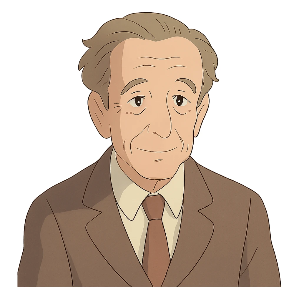 Merleau-Ponty in Ghibli style, soft colors sticker