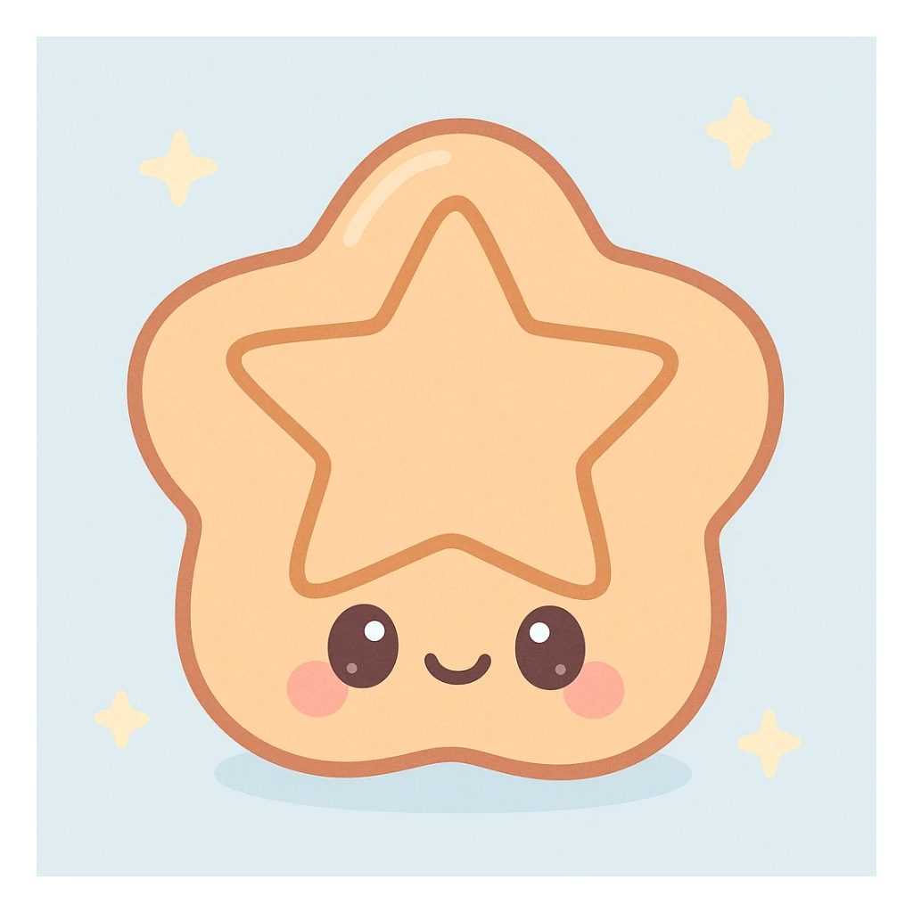 kawaii style dalgona candy with star shape, inspired by Squid Game sticker