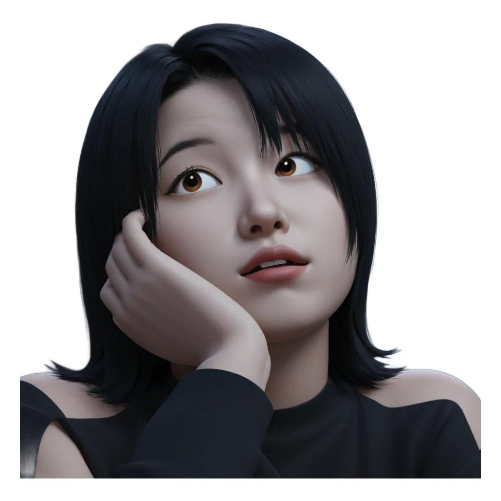 girl with stylish black hair sticker