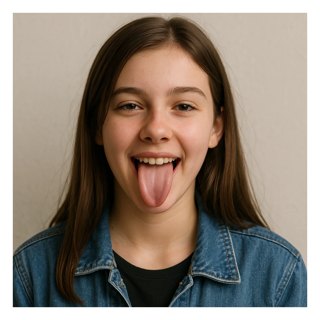 teen girl sticking out her tongue sticker