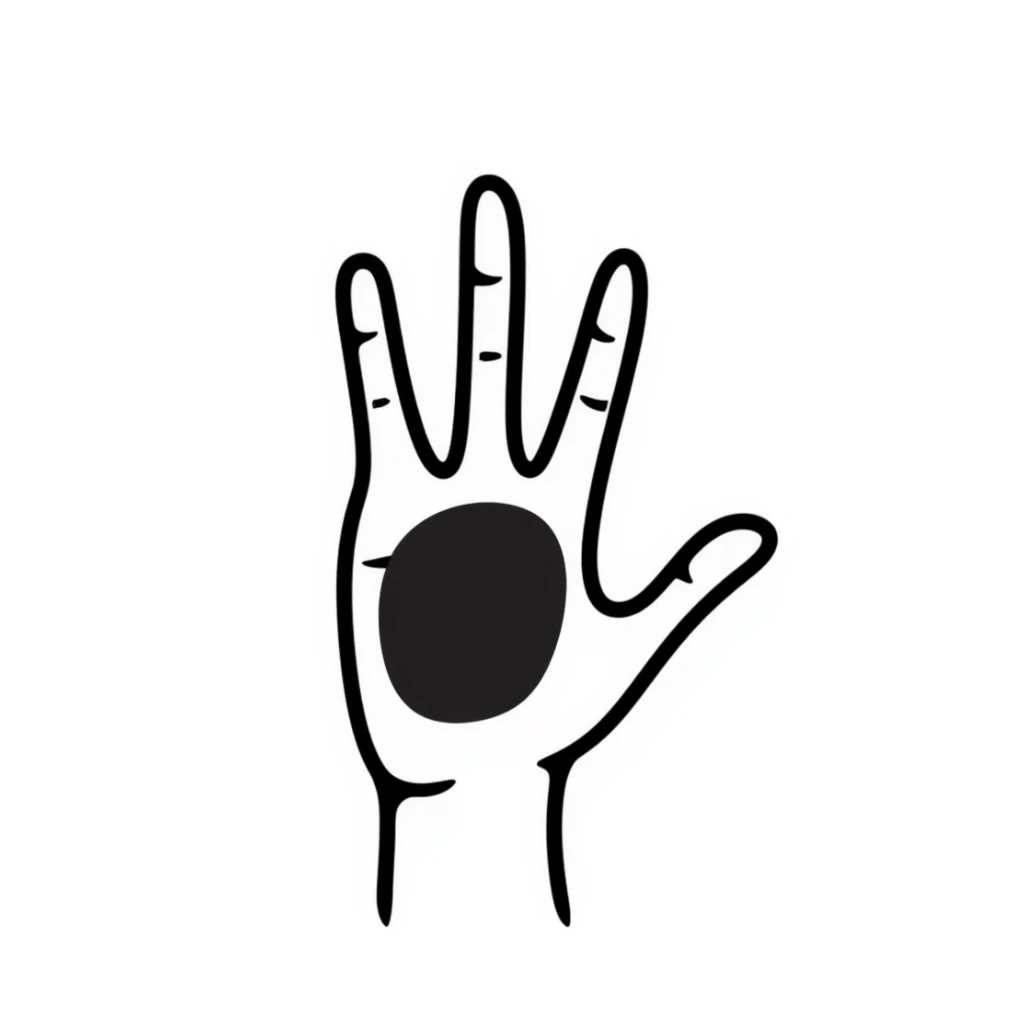 stylized symmetrical hand in doodle style, square format, suitable as emoji for music marketing course cover sticker
