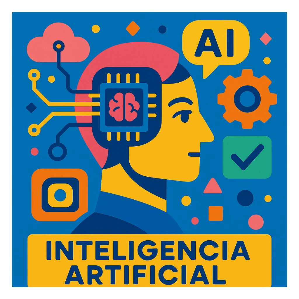 inteligencia artificial, estilo moderno, colores vibrantes sticker