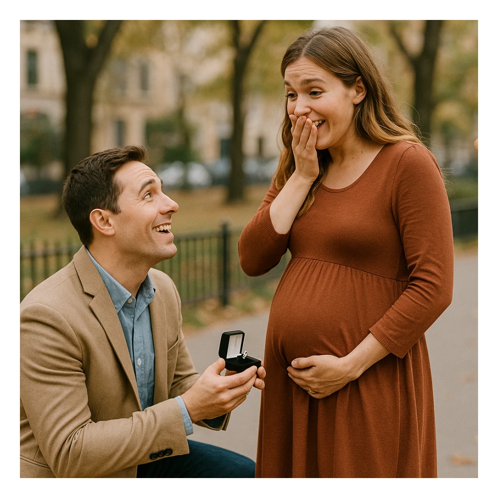 man proposing to his girlfriend and finding out she is pregnant sticker