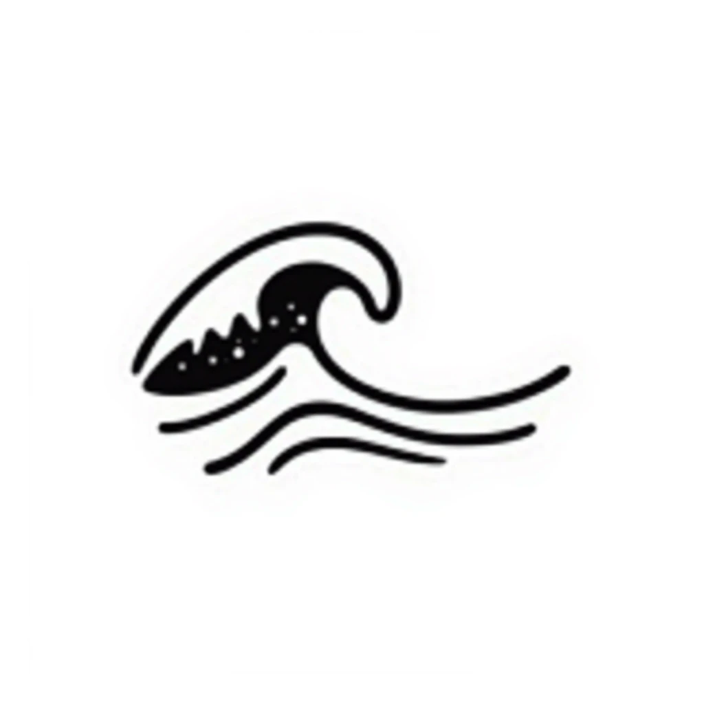 notion style hand drawn doodle of an ocean wave icon sticker