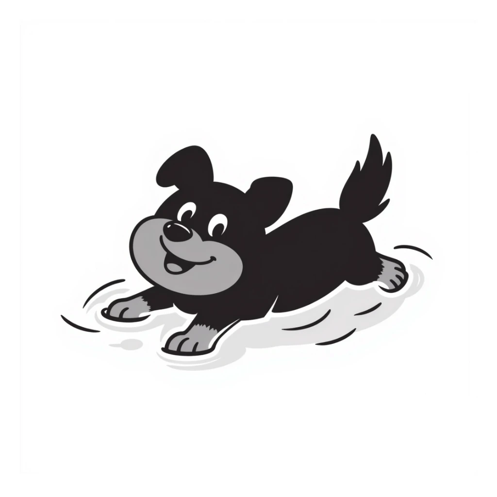 dog swimming in water, hand drawn doodle style, sketchy, simple lines sticker