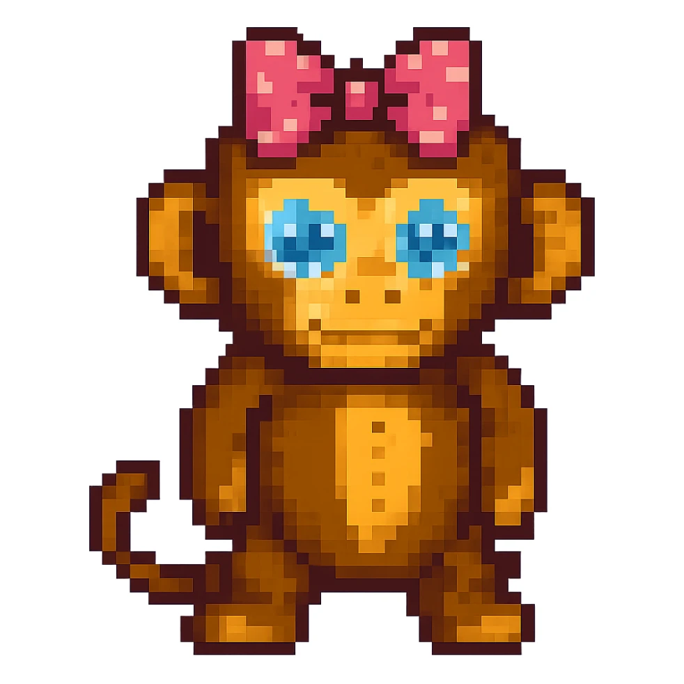 Add a cute hair bow to the monkey. Keep the background transparent. sticker