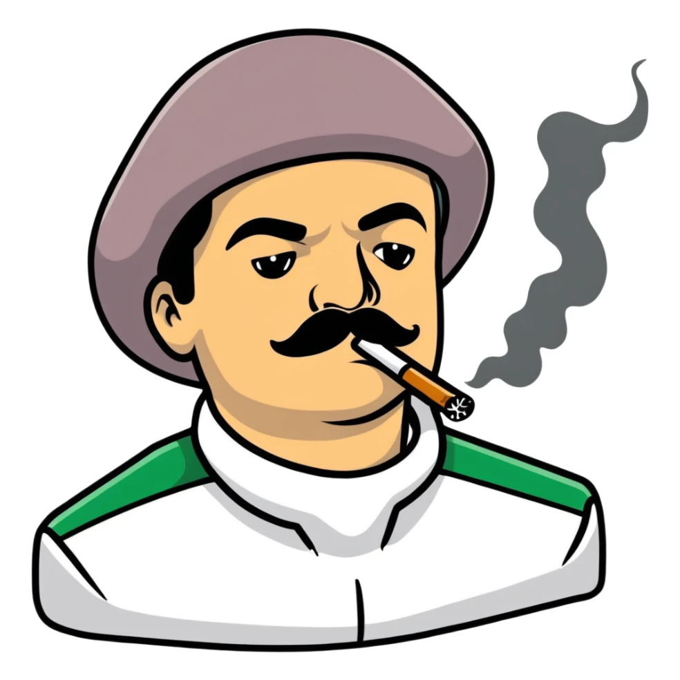 El Chapo Guzman with mustache smoking a marijuana joint sticker