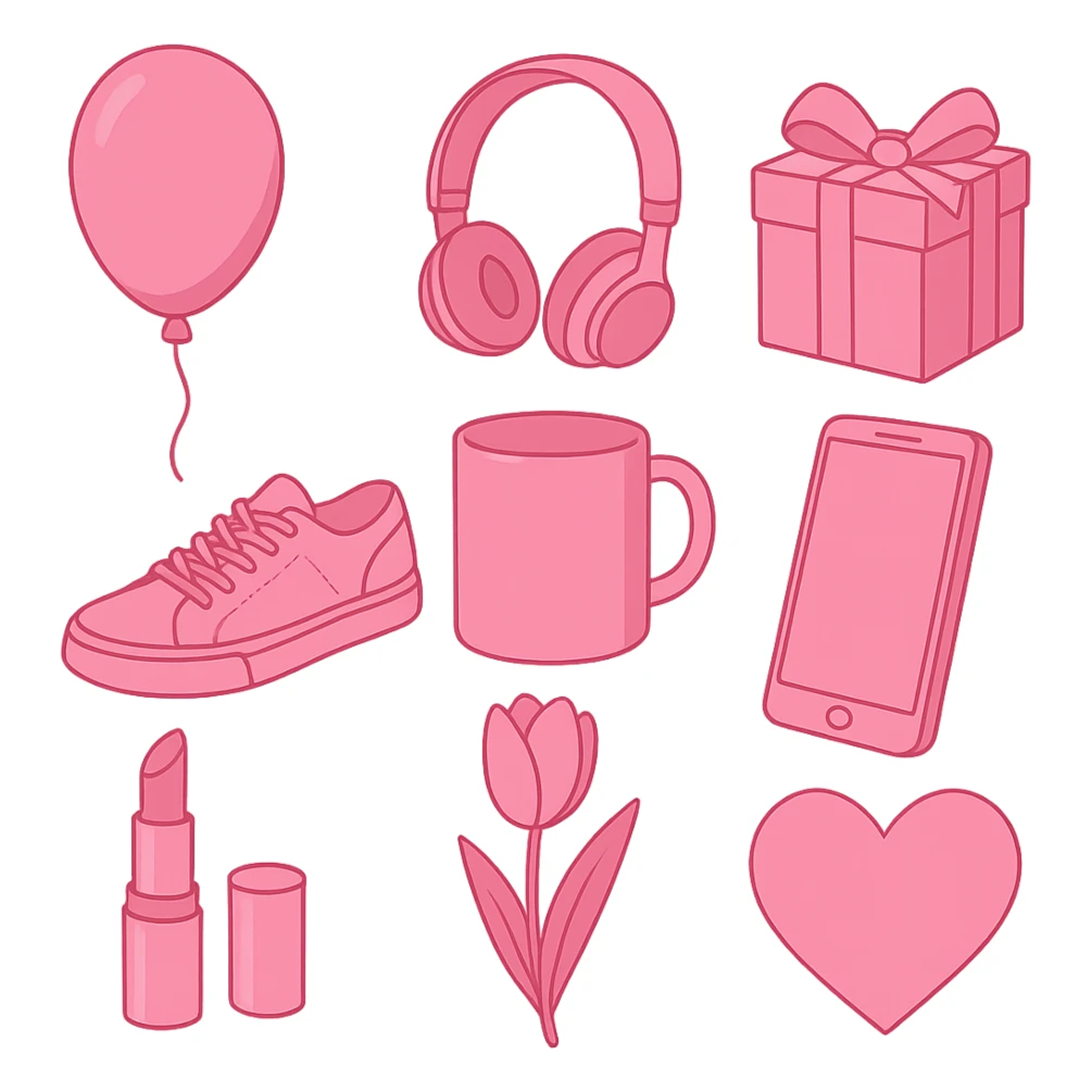 pink objects, no background sticker