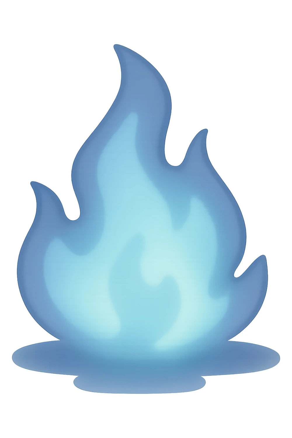 Add an abstract blue tint to the white fire with soft edges, with no background, creating a smooth and ethereal appearance. sticker