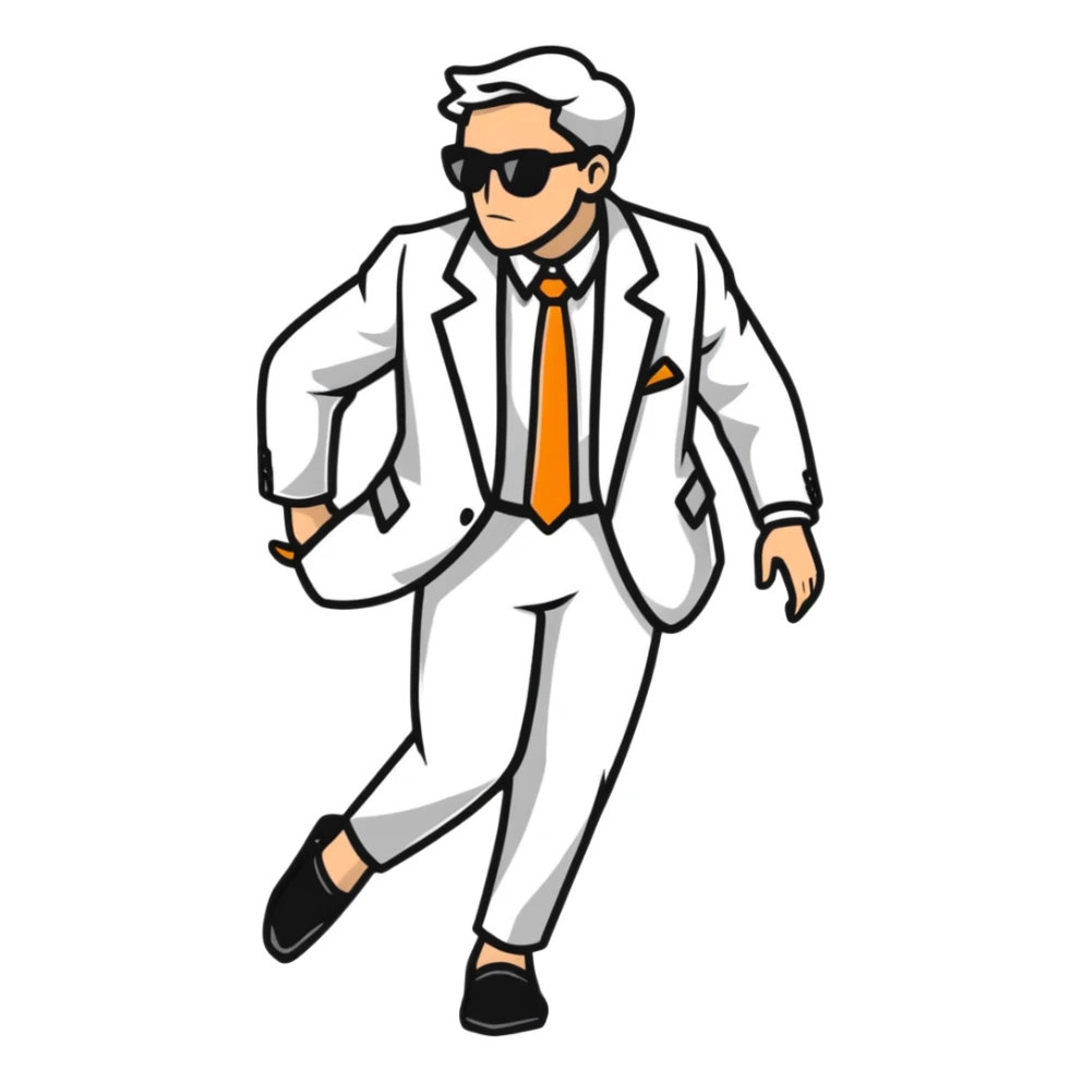 Person in fancy clothes sneaking into wedding party sticker