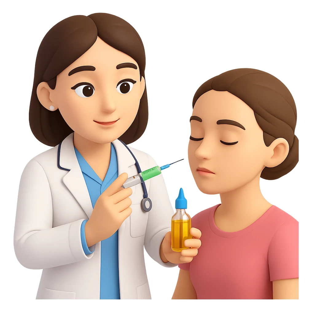A female doctor who is doing PRP injections, add a patient sticker