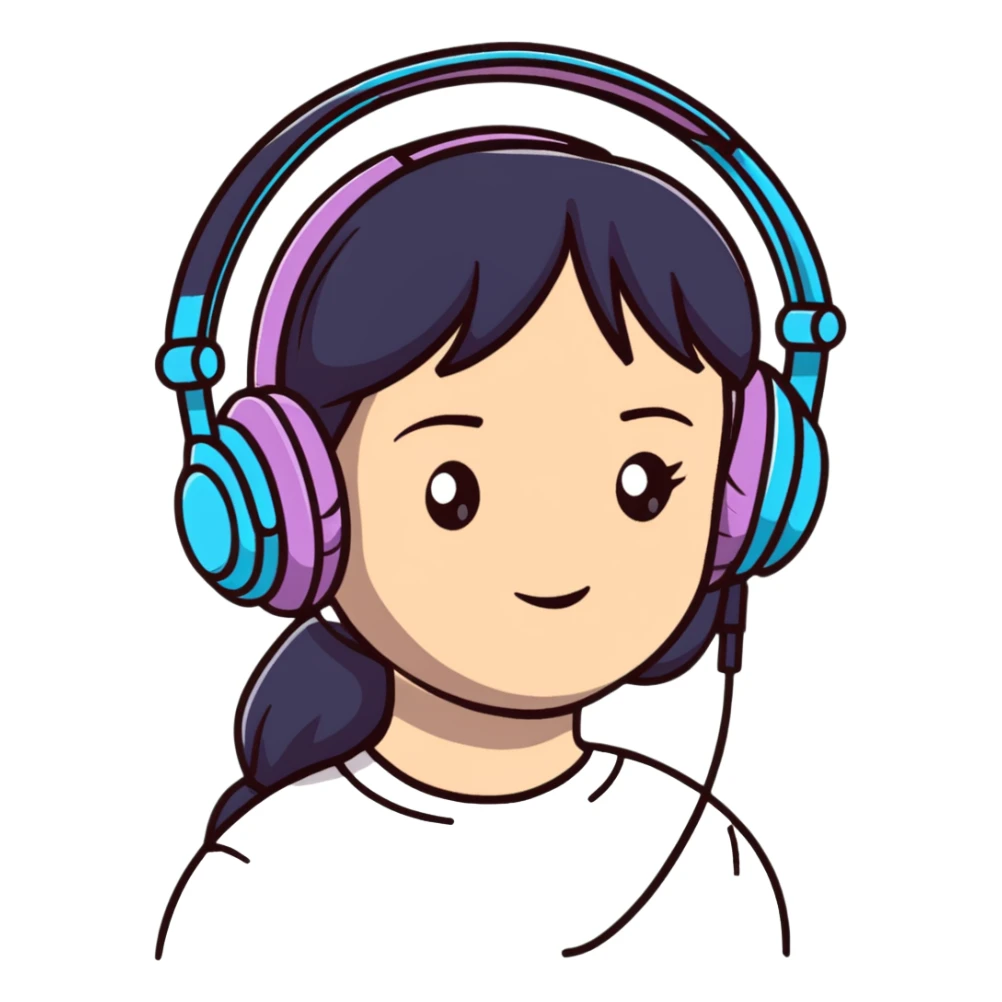 excited gamer girl in headphones sticker