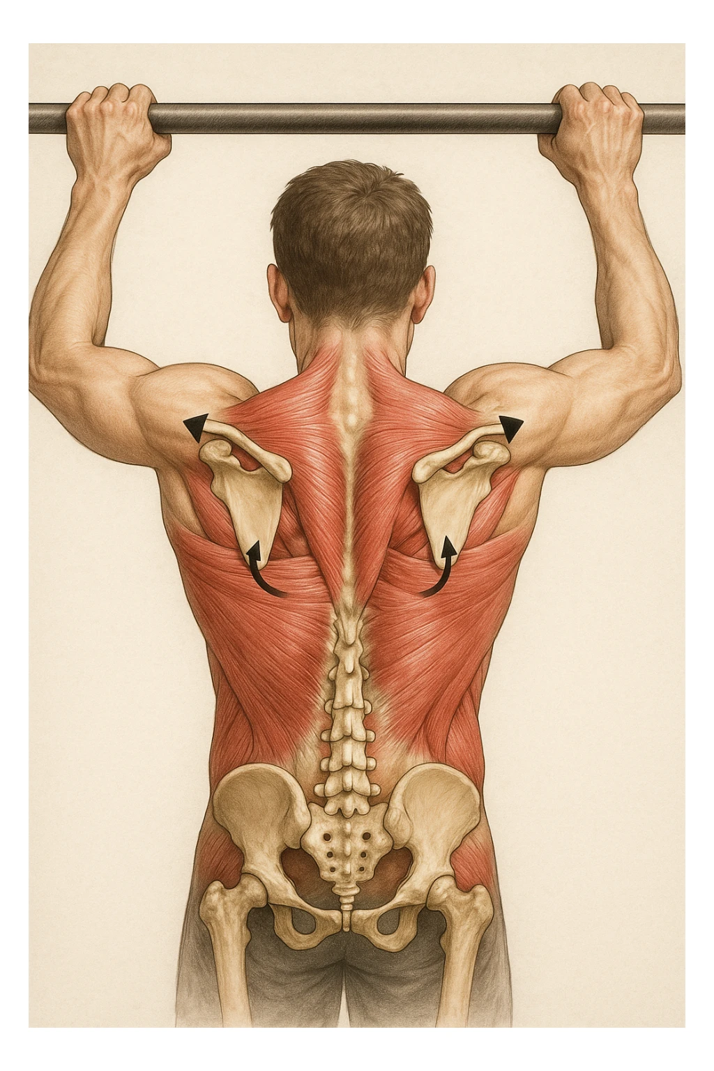 vista delle scapole durante le trazioni, visione anatomica sticker