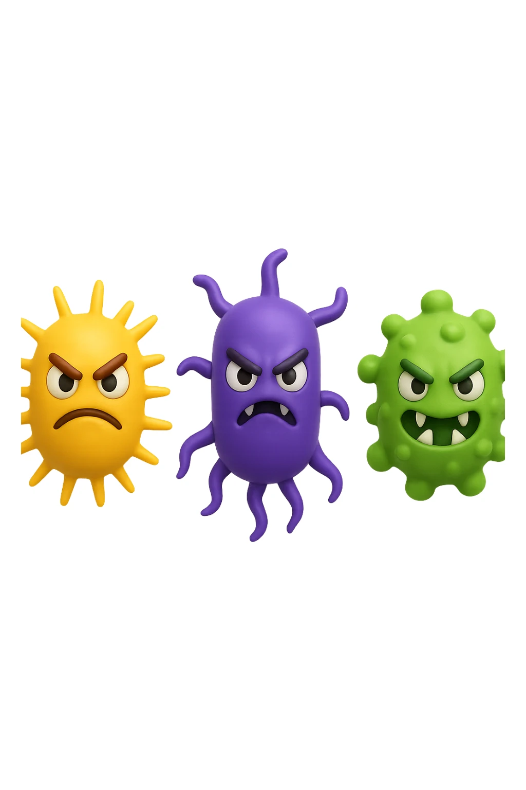 emoji 3d stile iphone di tre batteri intestinali cattivi 3d sticker