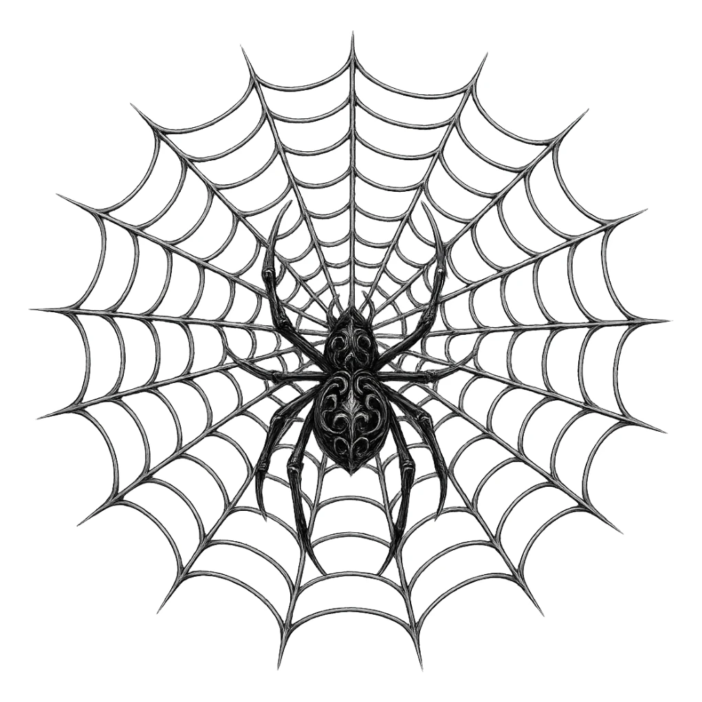gothic spider web, black and silver, elegant and detailed, no background sticker