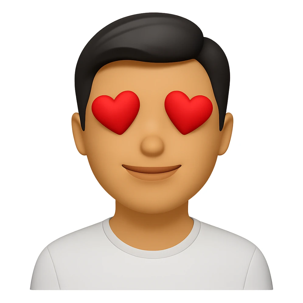 Keep the same color and shape as the original, but change the face to an in love expression. Maintain the original style and make the background transparent. sticker