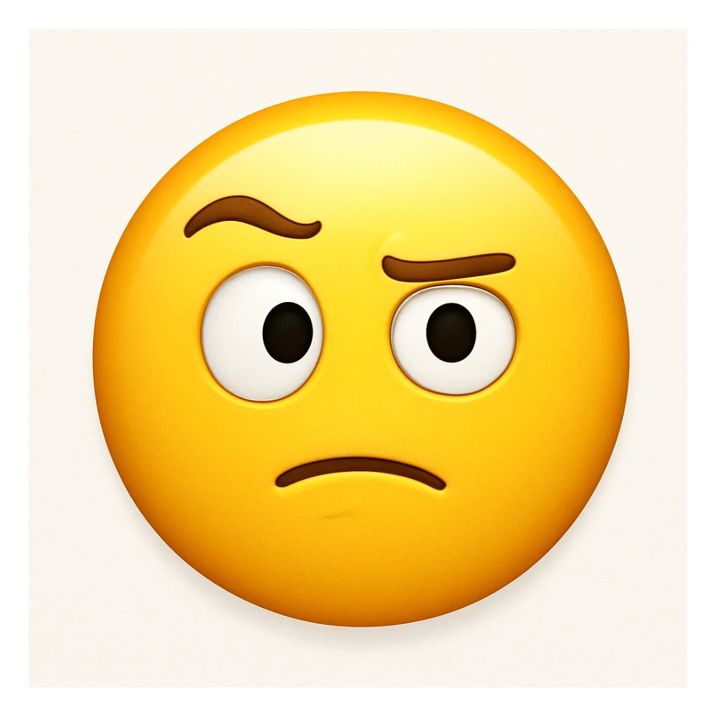 yellow emoji with a skeptical raised eyebrow sticker
