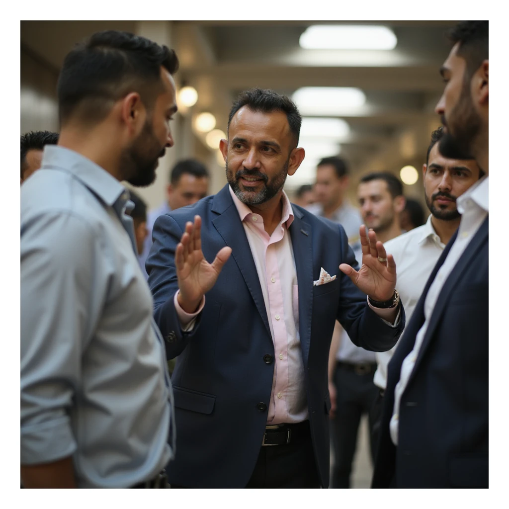 indian businessman encouraging customers sticker