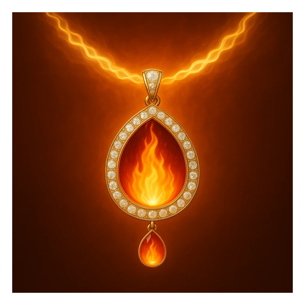Replace the dark void with a small, powerful flame inside the pendant sticker