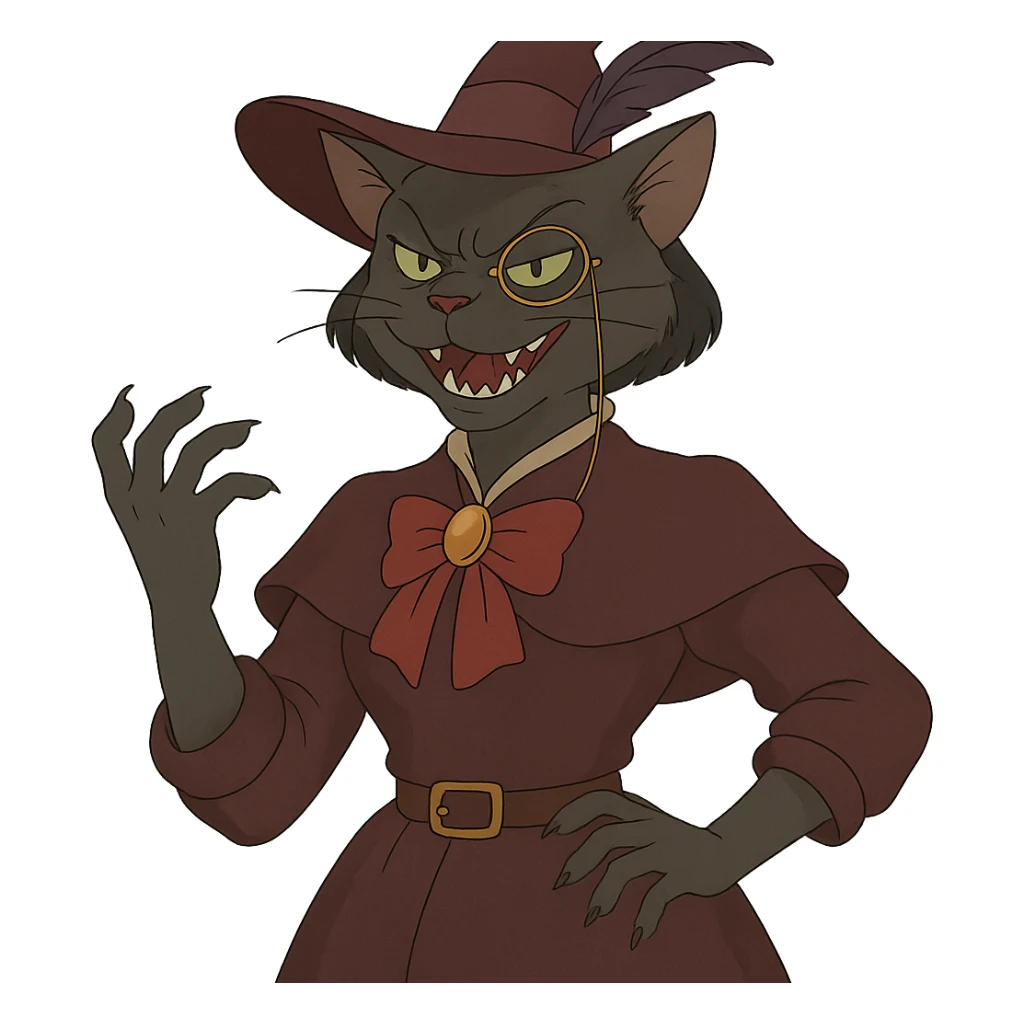 evil British cat-woman sticker