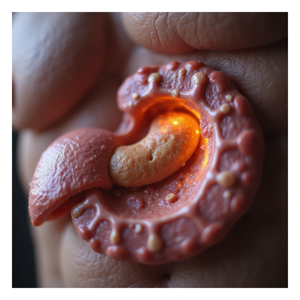 hyperrealistic anatomical 4K image showing carnitine cycle: fatty acids entering human mitochondrion, molecular and cellular details sticker