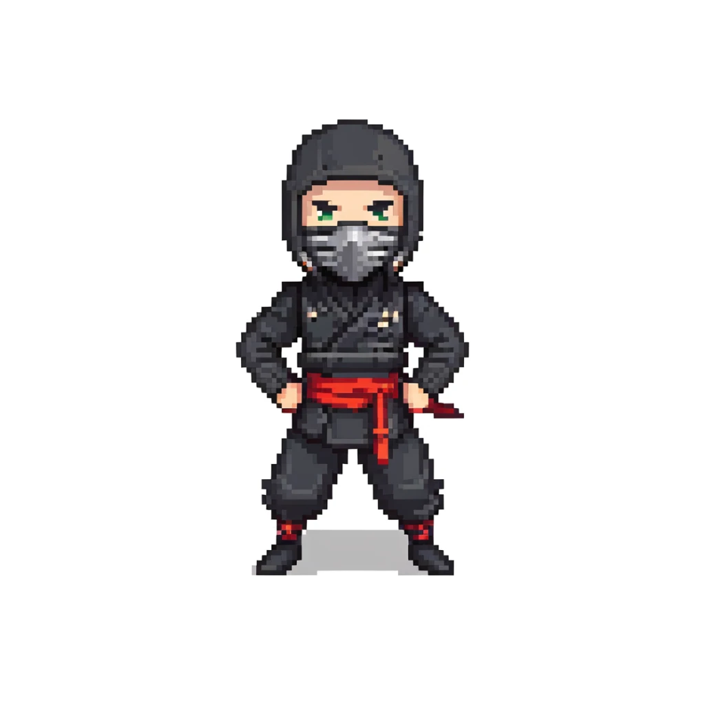 masked ninja with black outfit in combat stance sticker
