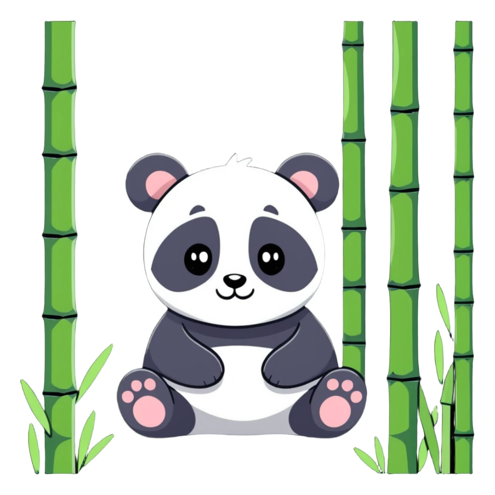 A lovely panda sitting in a bamboo forest sticker