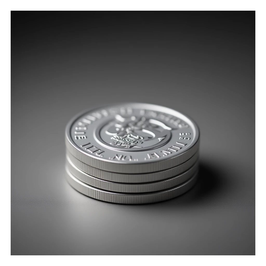 stack of silver coins, professional style, bold and clear, suitable for digital use sticker