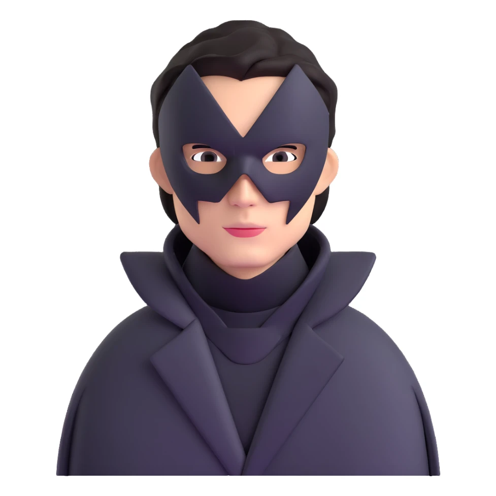 Squid Game Front Man with black geometric mask and black coat sticker