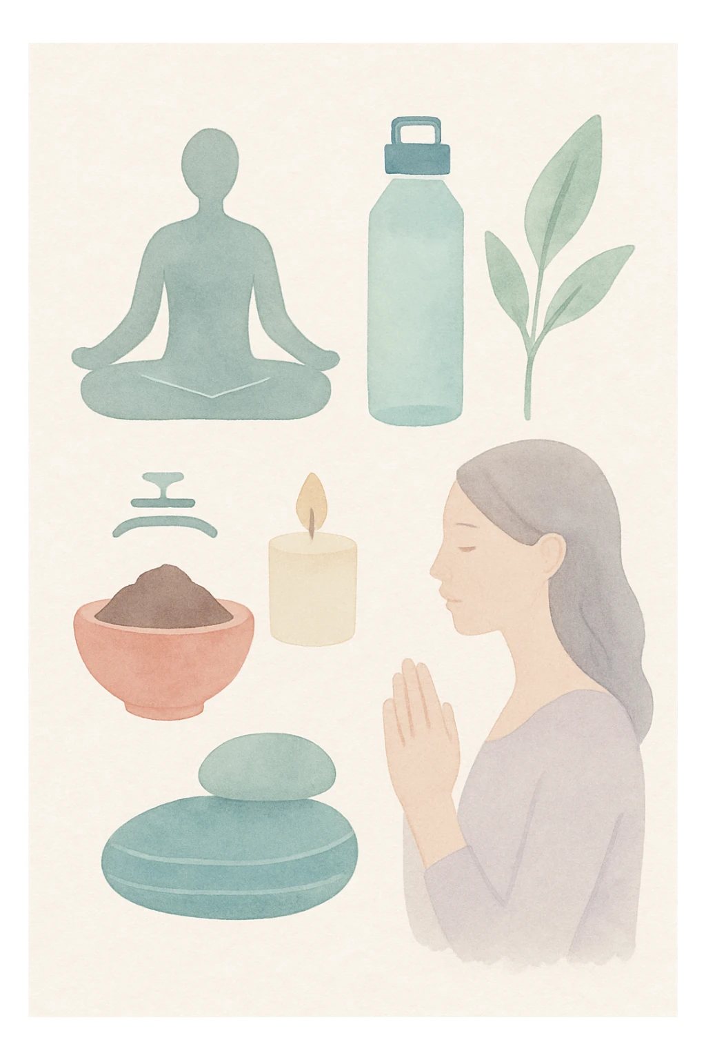 wellness theme, watercolor art style, calming atmosphere sticker