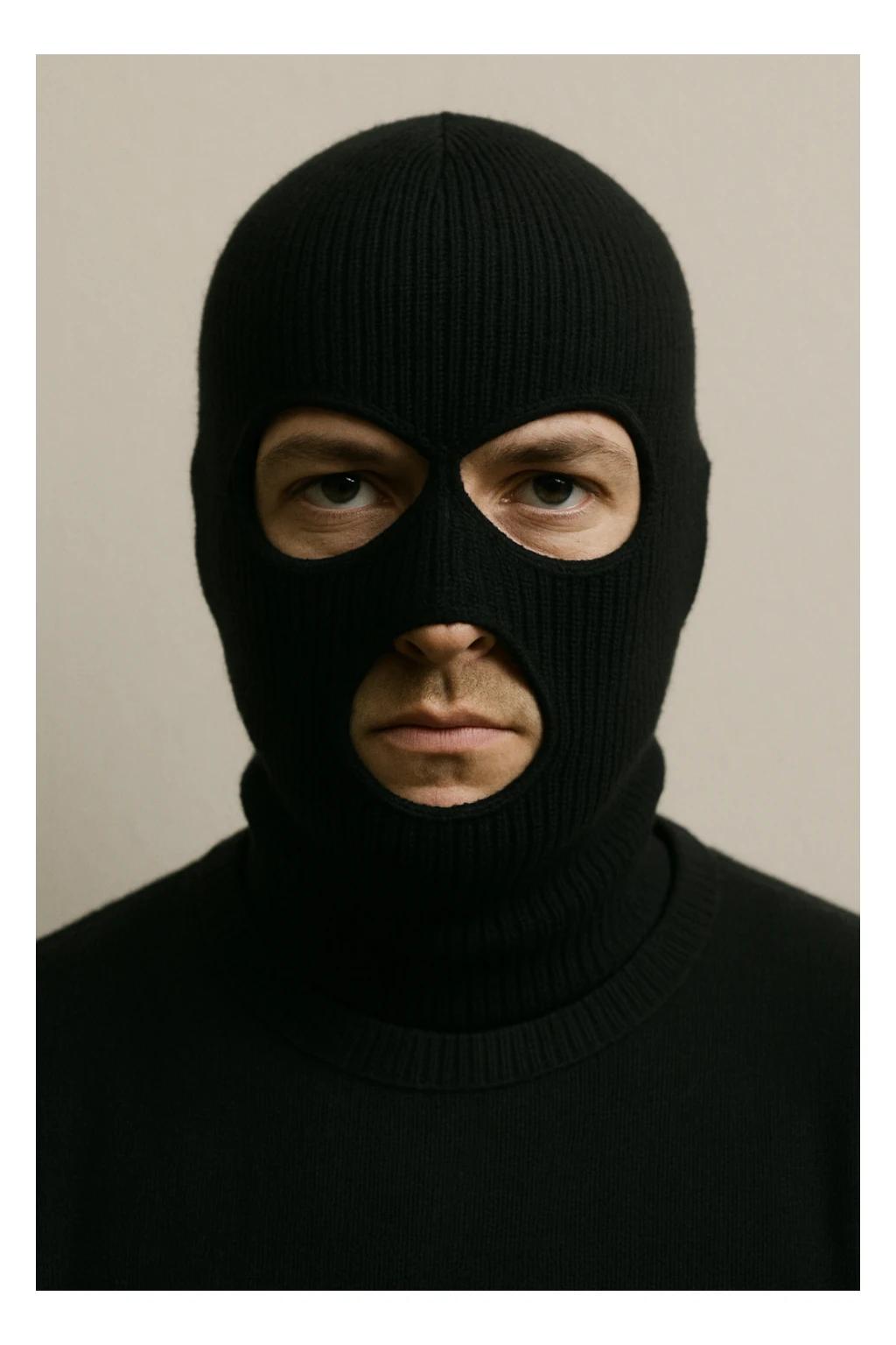 portrait of a white man with a black ski mask, simple background sticker