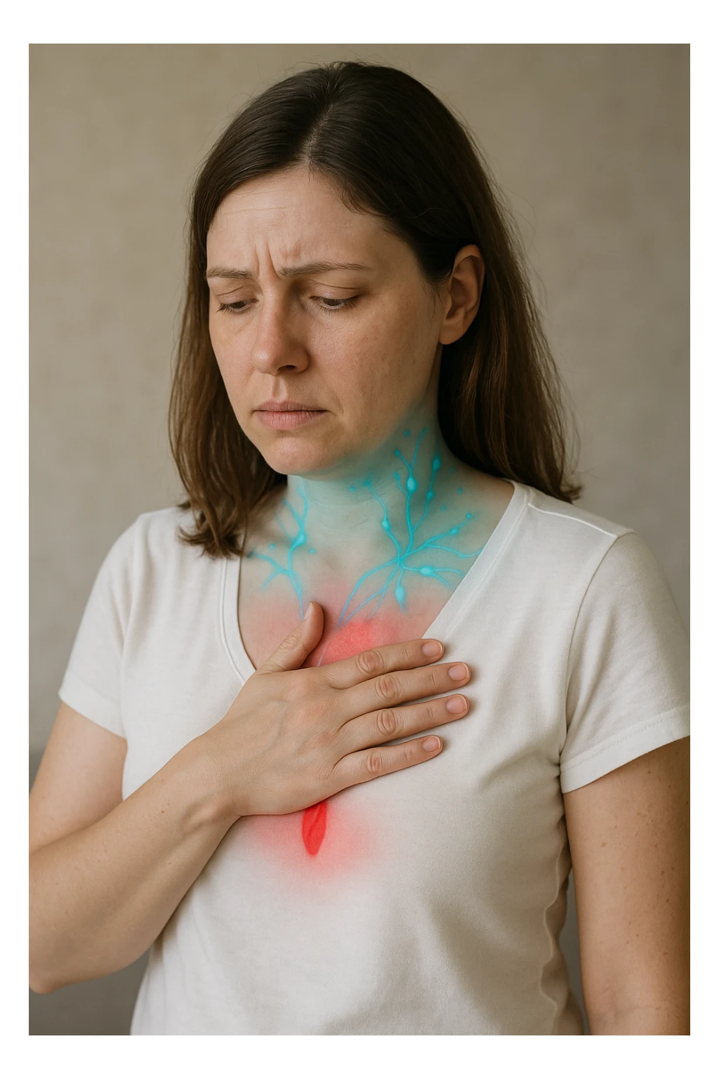 Donna con problemi cardiovascolari e linfatici a causa della sua PCOS, immagine realistica sticker