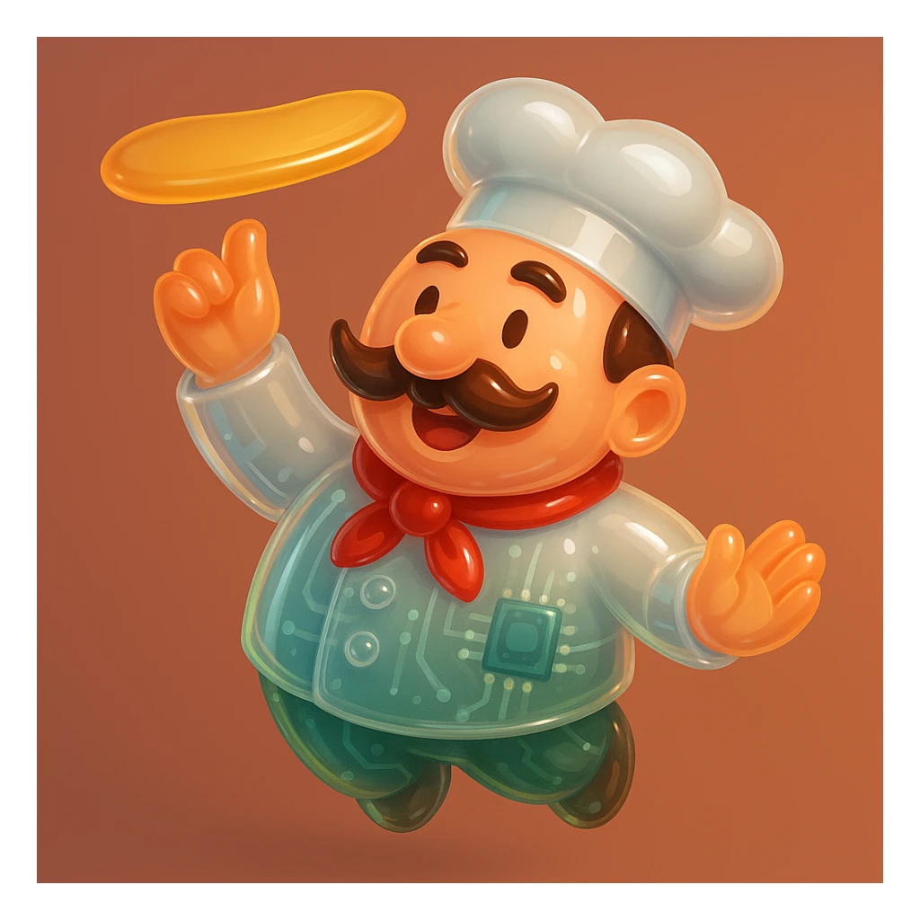 smiling Italian chef spinning pizza dough sticker