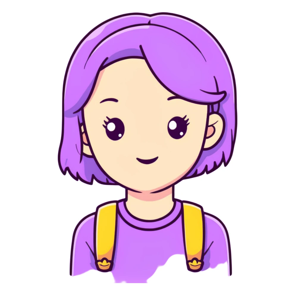 lilac pastel cute girl sticker