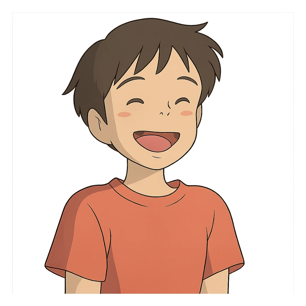 happy person in ghibli style sticker