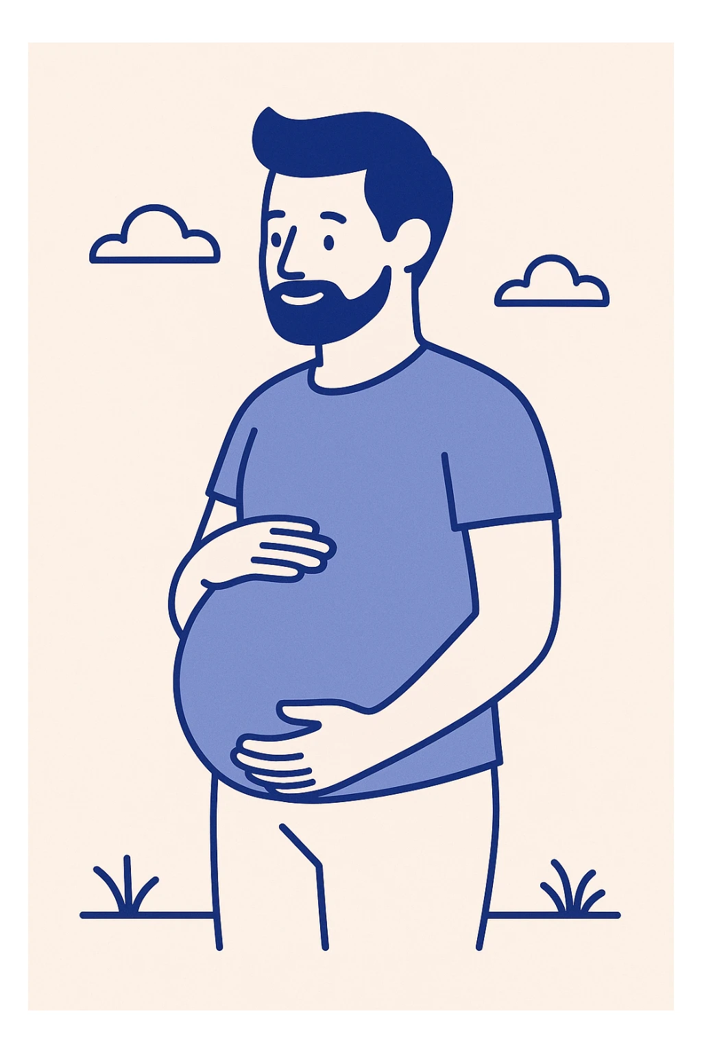 pregnant man, minimal, modern, flat design, clean, geometric shapes sticker