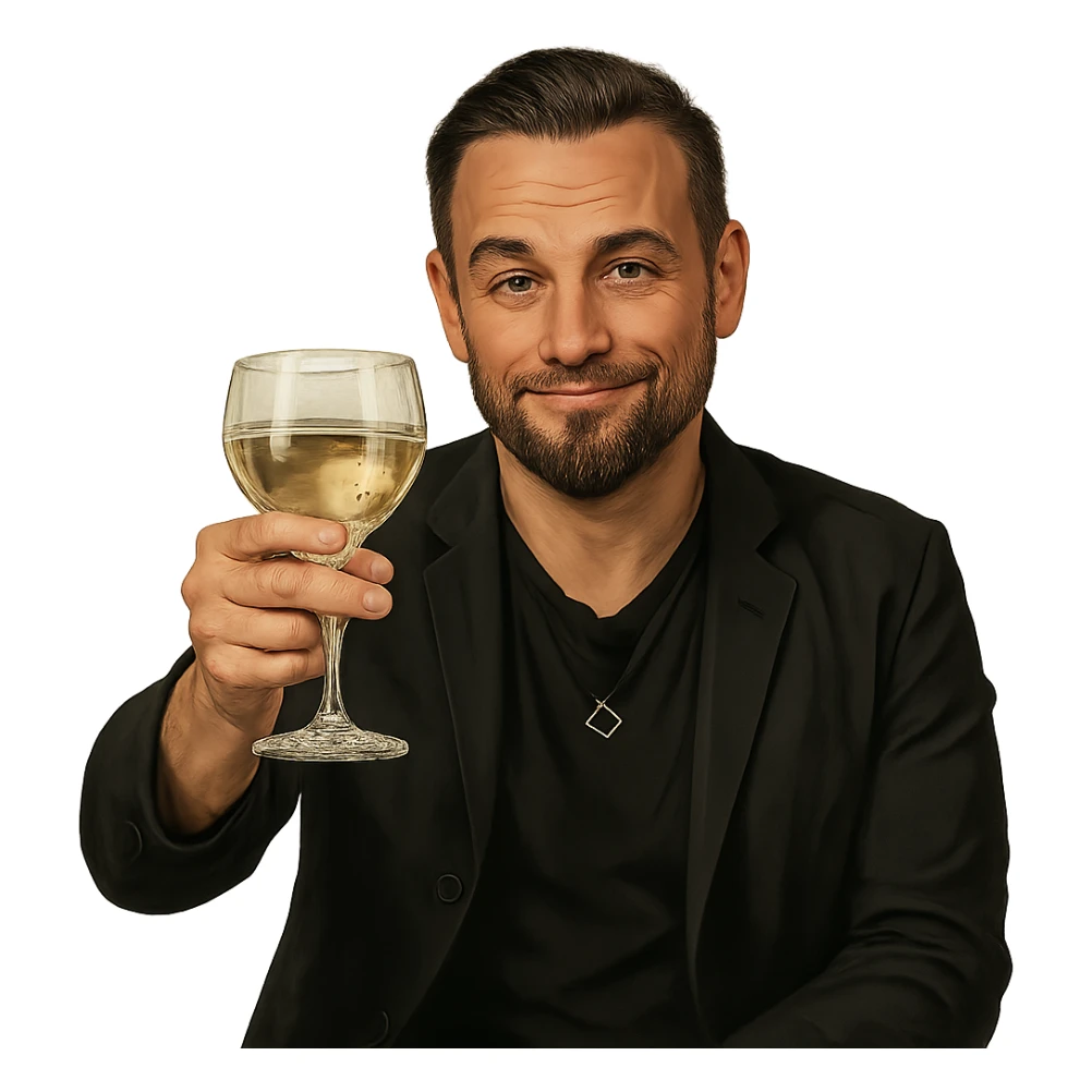 Герой на фотографии в позе и выражением лица из знаменитого мема с Ди Каприо из Великого Гэтсби, слегка рисованный, но при этом реалистичный объемный стиль, прозрачный фон sticker