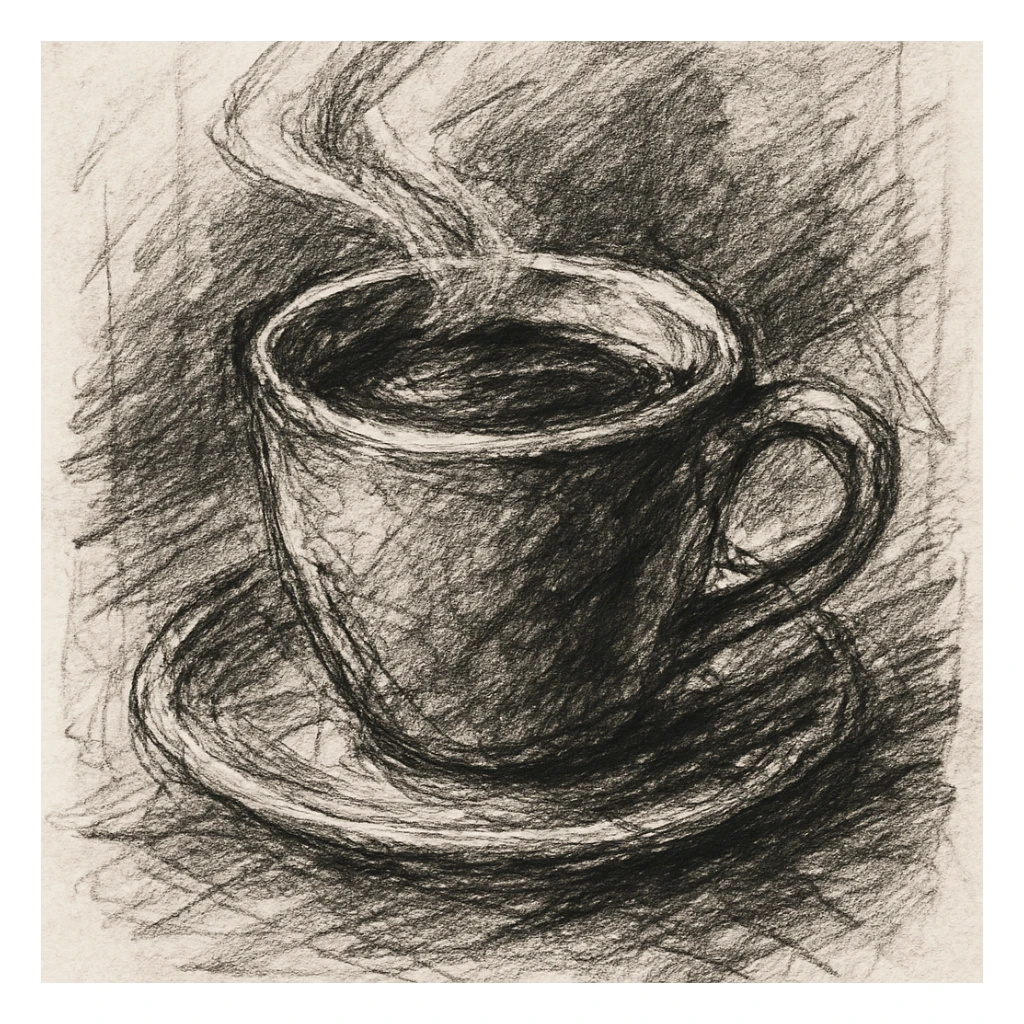 a cup of coffee in pencil sketch style sticker